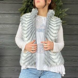 Preston & York Gray Faux Fur Vest